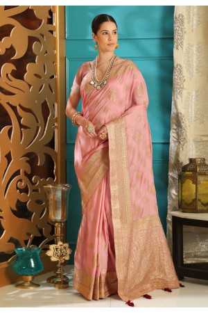 Pink silk party wear saree  4112